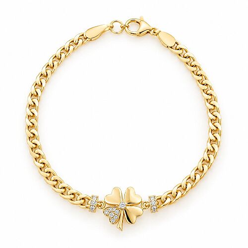 8 Ayar 4 mm Gurmet Yonca Altın Bileklik 19 cm - SembolGold