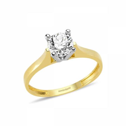 Altın Tektaş Yüzük 4 Tırnaklı Model - SembolGold