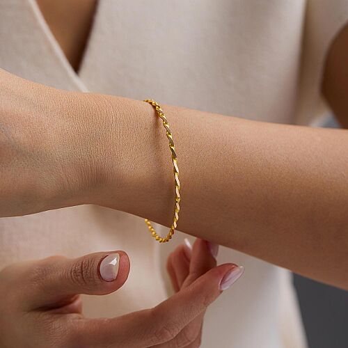 8 Ayar İkili Burma Altın Bilezik 2 mm - SembolGold