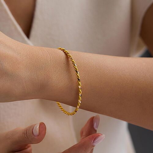 8 Ayar İkili Burma Altın Bilezik 3 mm - SembolGold