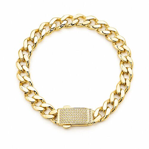 8 Ayar Taşlı Gurmet Altın Bileklik 8 mm 20 cm - SembolGold