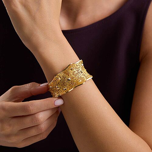 8 Ayar Tül Kelepçe Altın Bilezik 3 cm - SembolGold