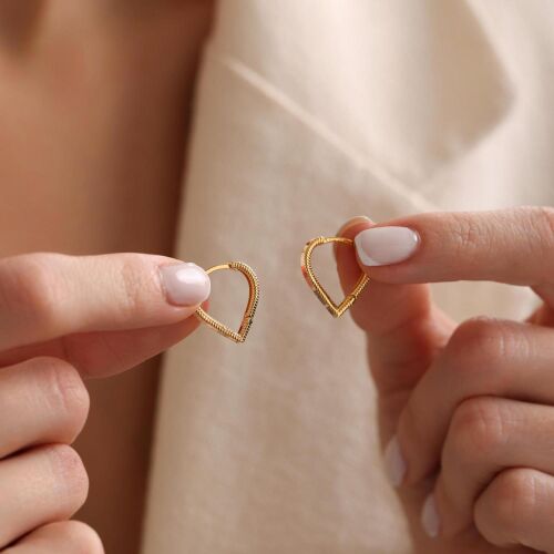 Ajda Küpe 14 Ayar kalp Form 1.5 cm - SembolGold