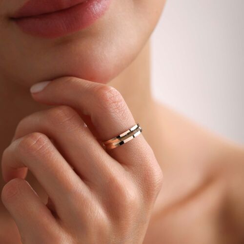 Ajda Yüzük 14 Ayar Oluklu Bezel - SembolGold