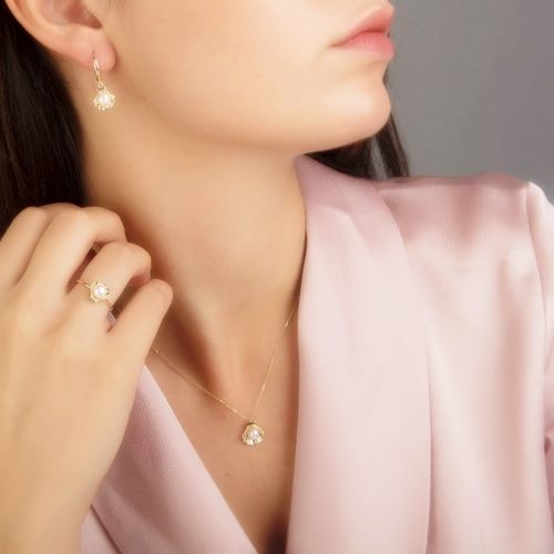 SembolGold - Altın 3'lü Takı Seti İstiridye 14K Gold (1)