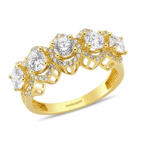 Altın 5 Taş Yüzük Özel Tasarım - SembolGold