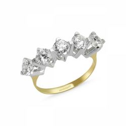 SembolGold - Altın 5 Taş Yüzük SWAROVSKİ Taşlı (1)