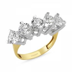 Altın 5 Taş Yüzük SWAROVSKİ Taşlı - SembolGold