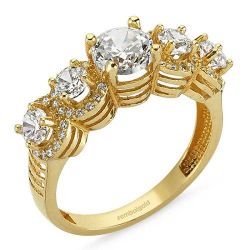Altın 5 Taş Yüzük Swarovski Taşlı - SembolGold