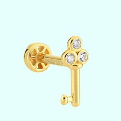 Altın Anahtar Tragus Piercing 14 Ayar - Thumbnail