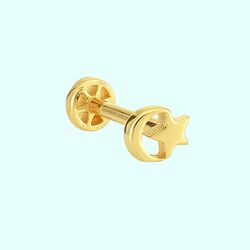 Altın Ayyıldız Tragus Piercing 14 Ayar - Thumbnail