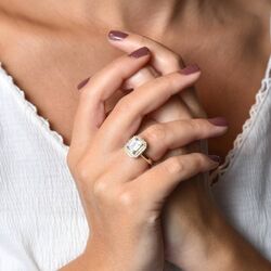 Altın Baget Tektaş Yüzük 2,00 karat Zirconia - Thumbnail