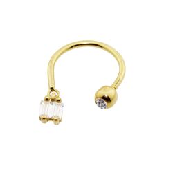 SembolGold - Altın Yarım Halka Kulak Piercing 14 Ayar Baget Taşlı (1)