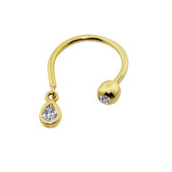 SembolGold - Altın Yarım Halka Kulak Piercing 14 Ayar Damla Taşlı (1)