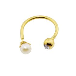 SembolGold - Altın Yarım Halka Kulak Piercing 14 Ayar İnci'li (1)