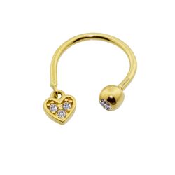 SembolGold - Altın Yarım Halka Kulak Piercing 14 Ayar Kalp'li (1)