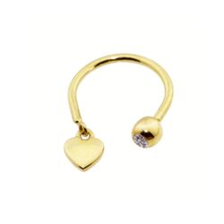 SembolGold - Altın Yarım Halka Kulak Piercing 14 Ayar Sade Kalp (1)
