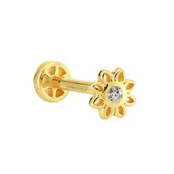 SembolGold - Altın Çiçek Tragus Piercing 14 Ayar (1)