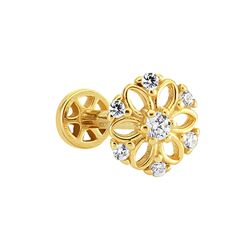 SembolGold - Altın Çiçek Tragus Piercing 14 Ayar (1)