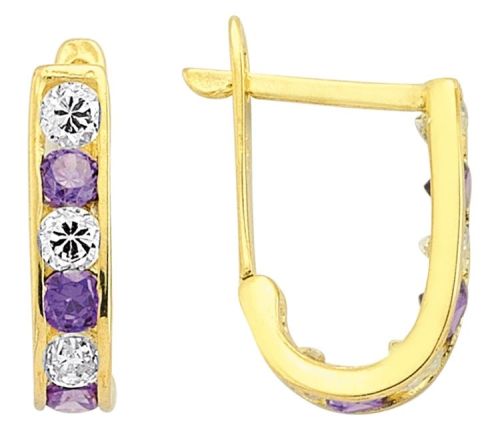 Altın Çocuk J Küpe Mor Taşlı - SembolGold