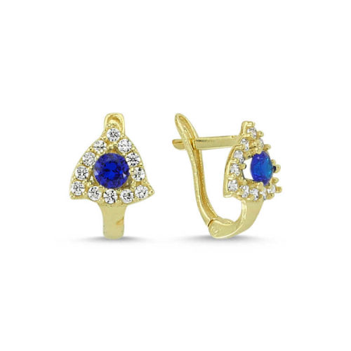 Altın Çocuk Küpe 14 Ayar J Model Taşlı - SembolGold