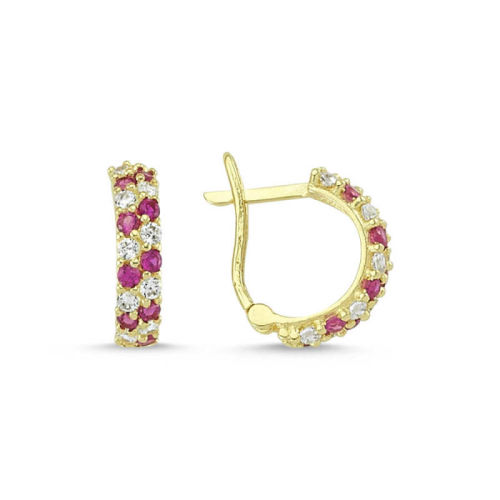 Altın Çocuk Küpe 14 Ayar J Model Taşlı - SembolGold