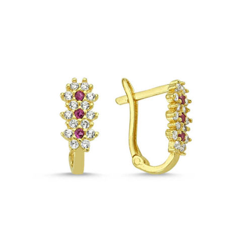 Altın Çocuk Küpe 14 Ayar J Model Taşlı - SembolGold