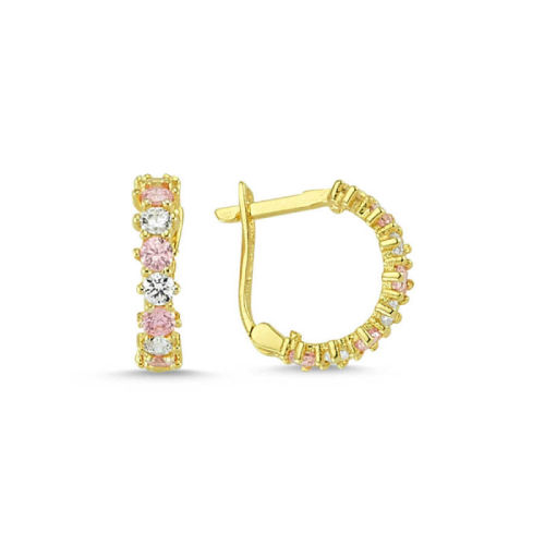 Altın Çocuk Küpe 14 Ayar J Model Taşlı - SembolGold