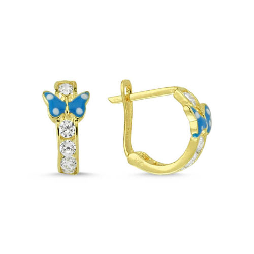 Altın Çocuk Küpe 14 Ayar J Model Taşlı - SembolGold