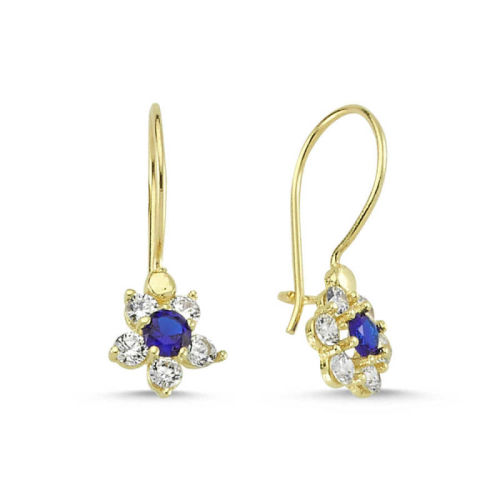 Altın Çocuk Küpe 14 Ayar Sallantılı Model Taşlı - SembolGold