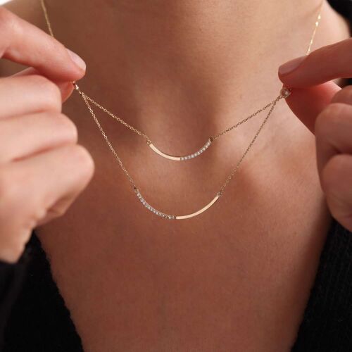 Altın Çubuk Kolye Çift Zincir - SembolGold