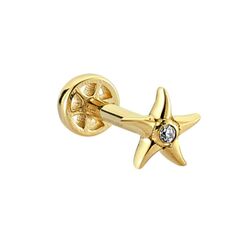 Altın Deniz Yıldız Tragus Piercing 14 Ayar - Thumbnail
