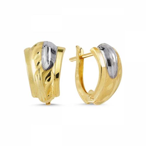 14 Ayar Altın Desenli J Küpe - SembolGold