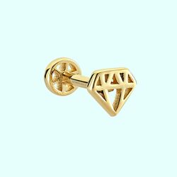 Altın Diamond Tragus Piercing 14 Ayar - Thumbnail