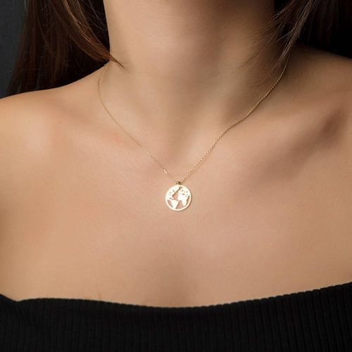 SembolGold - Altın Dünya Kolye 14K Gold (1)