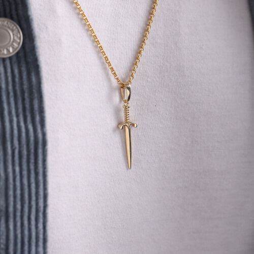 Altın Erkek Kolye Kılıç Tasarım Doç Zİncir - SembolGold