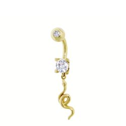 SembolGold - Altın Göbek Piercing 14 Ayar Sallantılı Yılan (1)