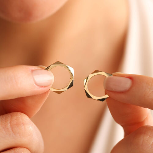 Altın Halka Küpe 1.5 cm Piramid Form - SembolGold