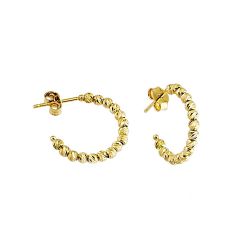 Altın Halka Küpe Dorikalı 14K Gold Üç Renk - Thumbnail