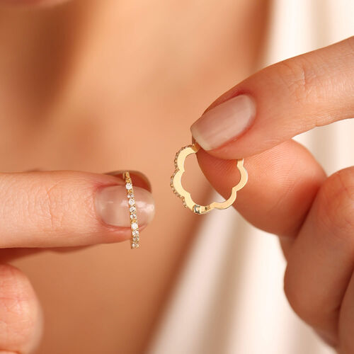 Altın Halka Küpe Papatya Formlu 1.5 cm - SembolGold