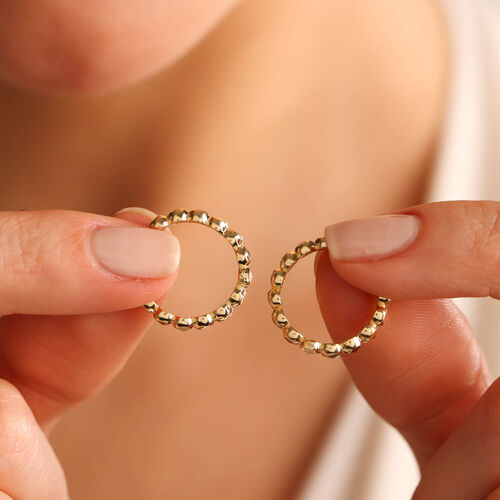 Altın Halka Küpe Yuvarlak Desenli 1.7 cm - SembolGold