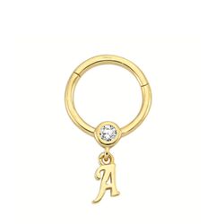 SembolGold - Altın Halka Piercing -A- Harf 14 Ayar (1)
