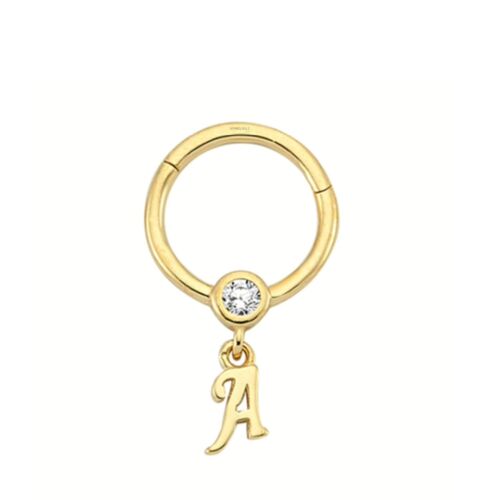 SembolGold - Altın Halka Piercing -A- Harf 14 Ayar (1)