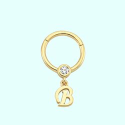 Altın Halka Piercing -B- Harf 14 Ayar - Thumbnail
