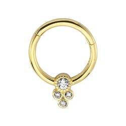 SembolGold - Altın Halka Piercing Dört Taş Tohum 14 Ayar (1)