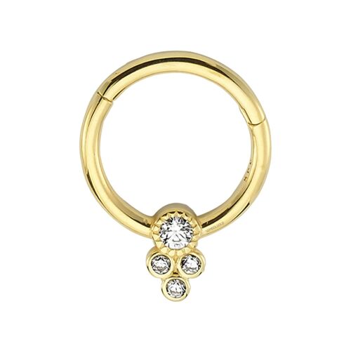 SembolGold - Altın Halka Piercing Dört Taş Tohum 14 Ayar (1)