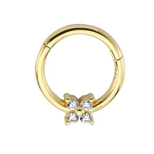 SembolGold - Altın Halka Piercing Dört Taş Tohum 14 Ayar (1)