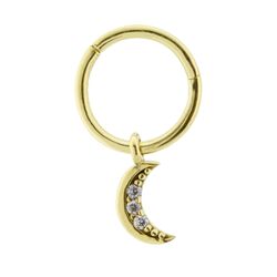 SembolGold - Altın Halka Piercing Taşlı Ay 14 Ayar (1)