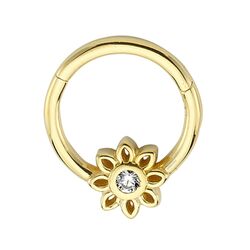SembolGold - Altın Halka Piercing Tektaş Çiçek 14 Ayar (1)