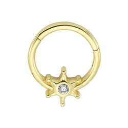 SembolGold - Altın Halka Piercing Tektaş Yıldız 14 Ayar (1)